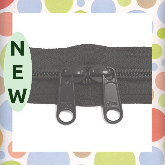 YKK 30 Inch Double Long Pull Black Zipper Size 5 Nylon Coil