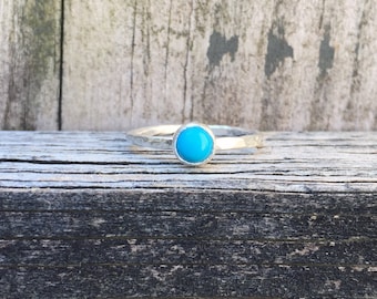 Turquoise Ring - Stacking Ring - Turquoise Stacking Ring - Sterling Silver Ring - Bezel Set Ring - Arizona Turquoise - December Birthstone