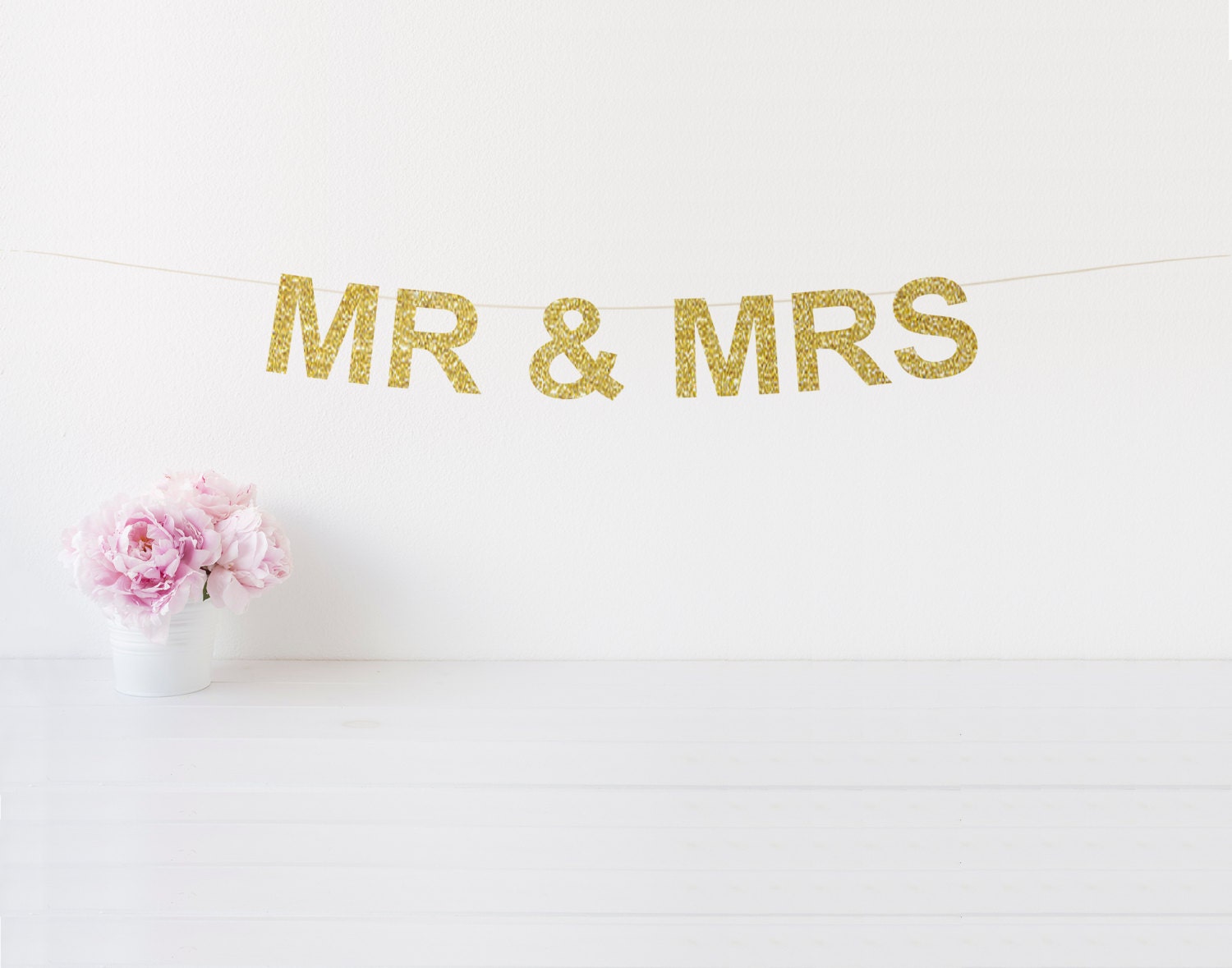 Mr &amp; Mrs Banner Mr and Mrs Glitter Banner Wedding Day