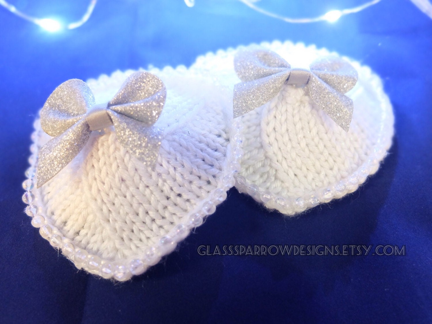 Moonlight Nipple Pasties Knit white shimmer pasties with