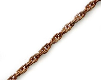 Vintage red brass rope chain 1.5mm sold per foot. b12-chn572(e)
