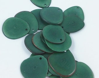 Tagua Thin Slices Olive Green Color Top Drilled Set of 2,Tagua Nut beads,jewelry supplies,chunky beads,eco friendly beads,crafts supplies