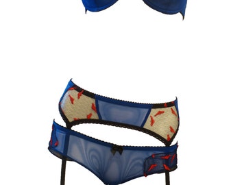 Electric Pistols shorts/bra/suspender set