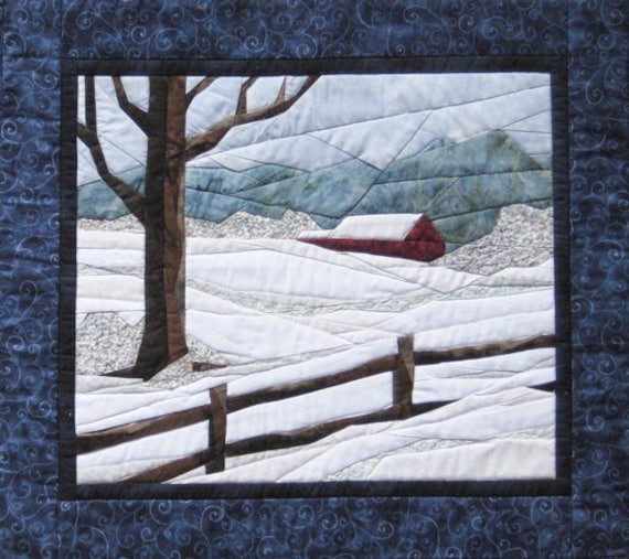 SNOW SCENE Art Quilt Landscape Pieced Pattern by Cynthia