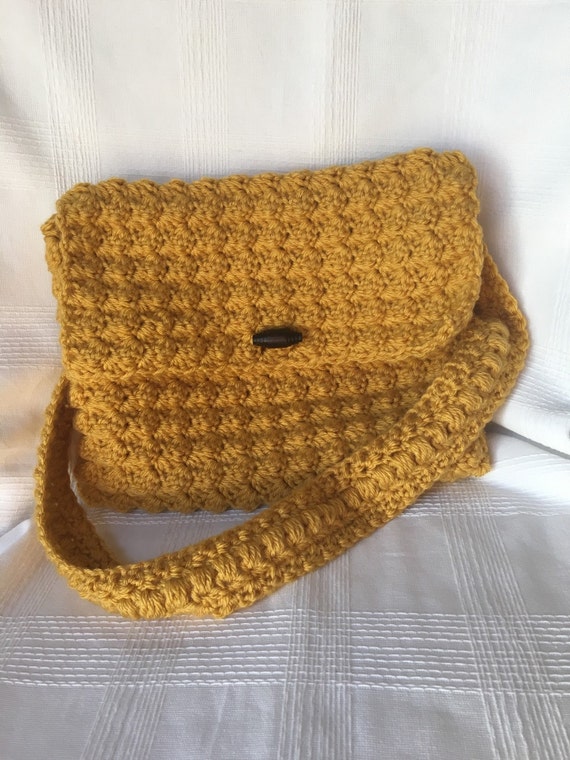 Yellow Messenger Bag Crochet Yellow Purse Summer Purse