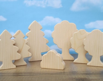 Wooden trees - Wooden toy trees - Wooden toys for kids - Miniature wooden trees - Easter gift - Gift under 20 - wooden trees to paint
