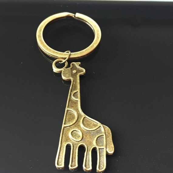 Items similar to Bronze Giraffe Keychain, Giraffe Keyring, Animal