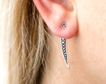 Sterling Silver Ear Jacket Earrings Sunshine Ear Cuff Earrings Boho Jewelry - JKT004