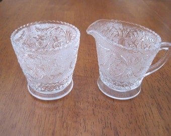 Vintage mini pressed glass sugar and creamer