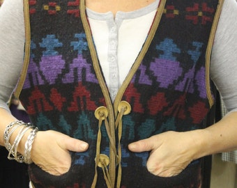 Vintage Woolen Patterned Multi-Coloured Waistcoat