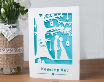 Paper Cut Wedding Card - Handmade - 5x7 Inches