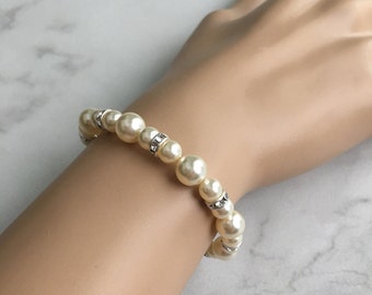 Bridal bracelet - bridesmaid bracelet - pearl bracelet - wedding bracelet - wedding jewelry - Swarovski crystal - Claire bracelet
