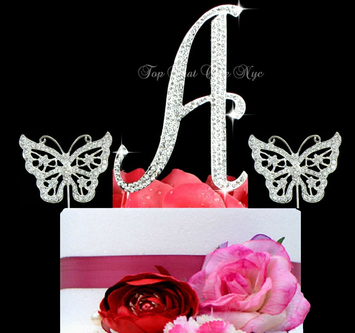 Large Monogram Letter A OR B Cake Topper In Rhinestones