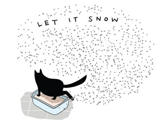 funny cat postcards (4) - black cat postcards - cat postcards - notecards - let it snow cards - holiday - christmas cards - fat cats