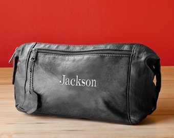 Personalized Mens Toiletry Bag - Leather Dopp Kit - Travel Case - Dopp Bag