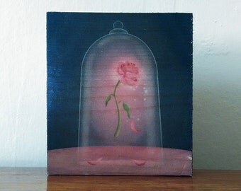 Beauty and the Beast Rose - Handmade Wooden Sign