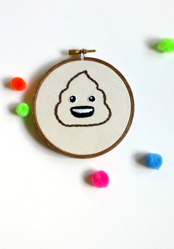 Poop emoji hand embroidery 4 inch hoop art funny by stitcherinny Poop emoji hand embroidery 4 inch hoop art funny by stitcherinny