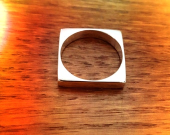 Square Ring Square Wedding Ring Promise Ring Silver Square Signet Ring Square Wedding Band Square Band Promise Band Signet Band