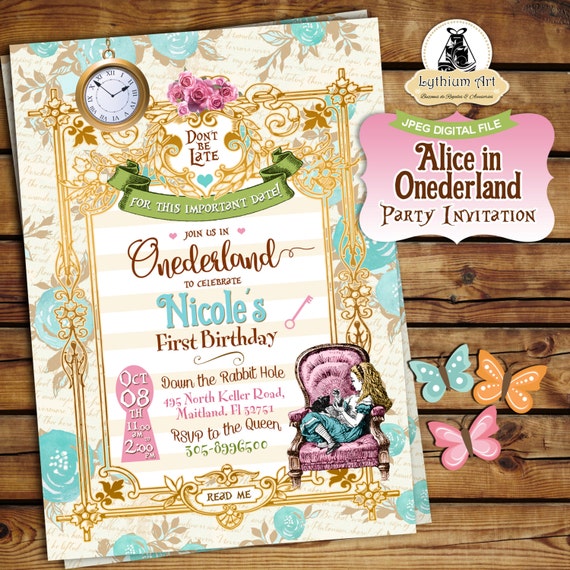 Alice in Onederland Invitation Alice in Wonderland