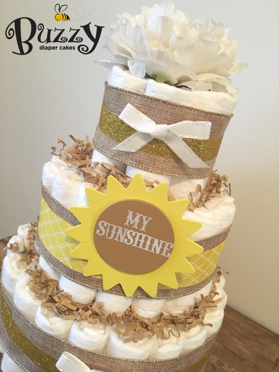 You Are My Sunshine Gender Neutral 3 Tier Diaper Cake for boy You Are My Sunshine Gender Neutral 3 Tier Diaper Cake for boy