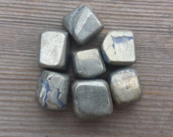 Three (3) PYRITE TUMBLED Stones Medium/Large Natural Tumble Stones