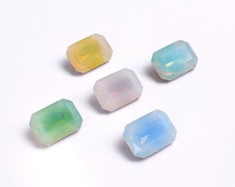 Vintage Glass Sabrina Stones, white opal, assorted - 18x13mm - octagon - 5 pcs -F56