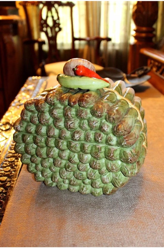 Super RARE Asparagus Cookie Jar Biscuit Barrel Signed