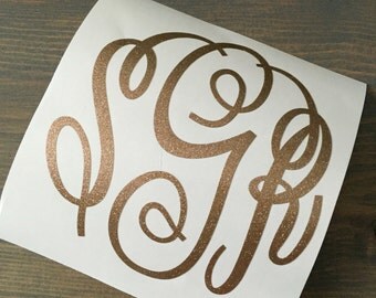 Glitter Monogram - Monogram Vinyl Decal - Car Decal - Glitter Monogram Sticker - Laptop Tumbler Cup Sticker - Glitter Vinyl