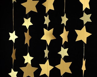 Gold Star Garland - Gold Garland, Wedding Garland, Gold Decor, Birthday Garland, Gold Party Decorations, Gold Decorations - GS005BlgdMtgd