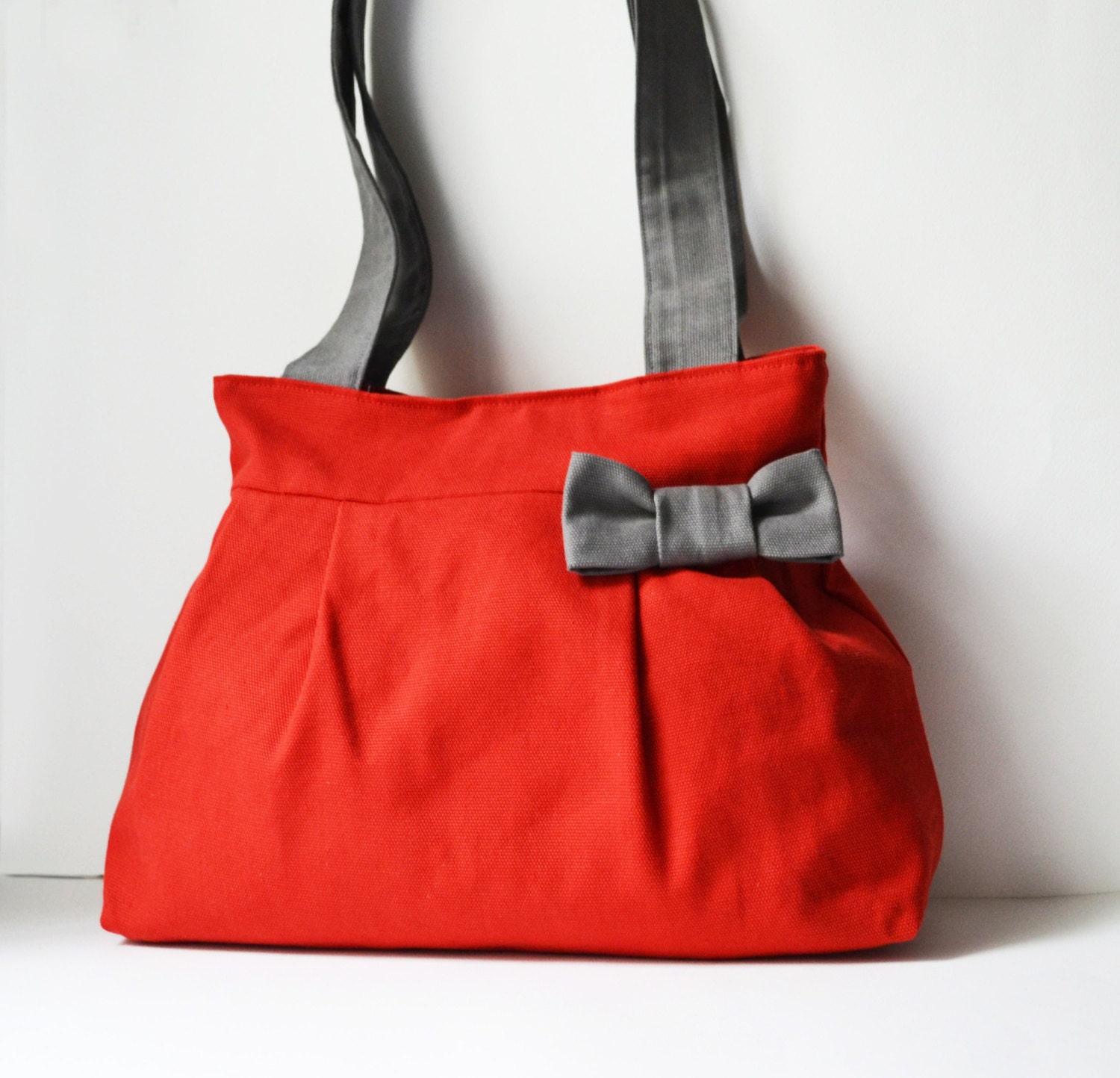 red fabric bag