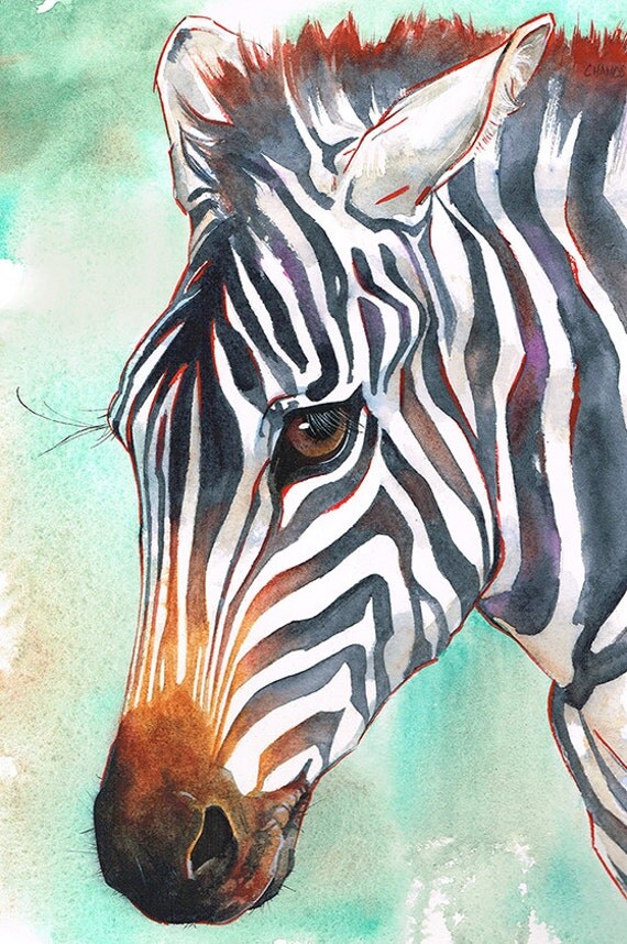 Items similar to Zebra Original Painting Watercolor African Wildlife