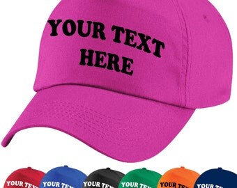 Baseball Cap- 20+ Colours, CUSTOM PRINTED or PERSONALISED with Any Text, Logo, Emblem