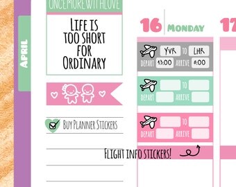Travel Flight Info Tracker Planner Stickers (V119*)