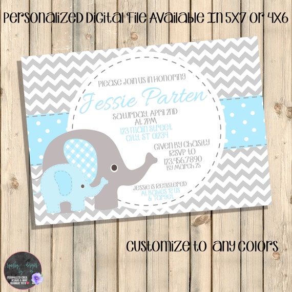 Blue And Grey Baby Shower Invitations 5