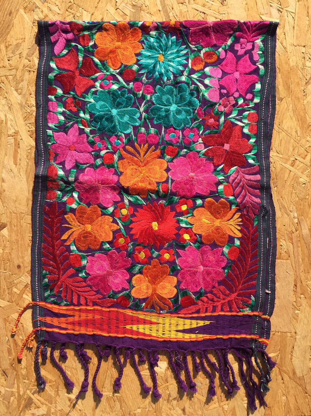 Mexican folk art table runner rug wall hanging carpet