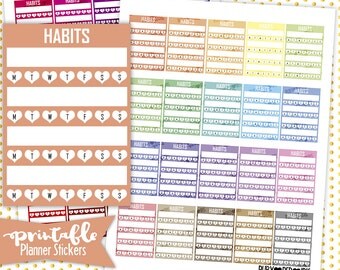 Habit Tracker - Sidebar | PRINTABLE Planner Stickers | Pdf, Jpg, Silhouette Studio V3 Format | ECLP Vertical Planner Stickers