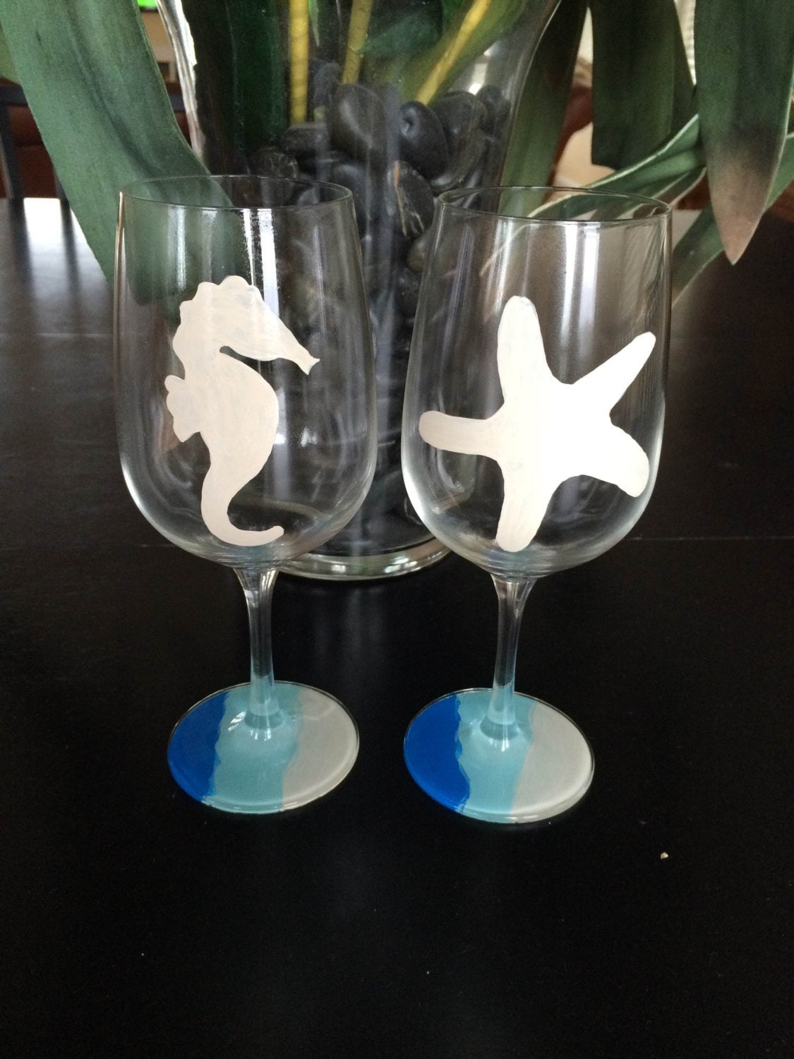 Beach themed wine glasses