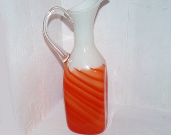 Large Hand Blown Glass Jug Pitcher Stunning - 757