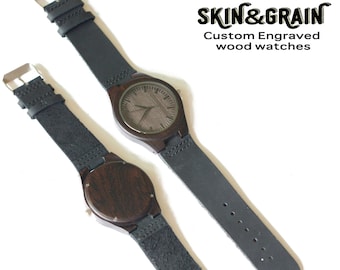5th Anniversary Gift, Wooden Watch, Engraved Wood Watches, Engraved Mens Watch, Personalized Wooden Watch, Father's Day Gift, Dad Gifts