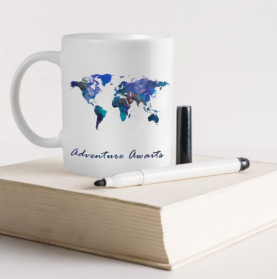 World Map mug Travel mug Travel coffee mug Gift for him