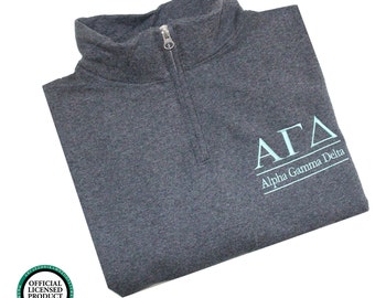 Alpha Gamma Delta Quarter Zip Pullover, Alpha Gamma Delta Cadet Jacket, Alpha Gamma Delta Sorority Letters, Alpha Gamma Delta sweatshirt