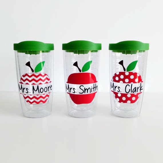 Personalized Teacher Tumbler Apple Tumbler by LuckyLilyDesigns