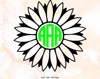 Flower Monogram svg, Circle Monogram frame SVG, PDF, EPS files for cutting, Circle Monogram svg, spring, circle frame svg