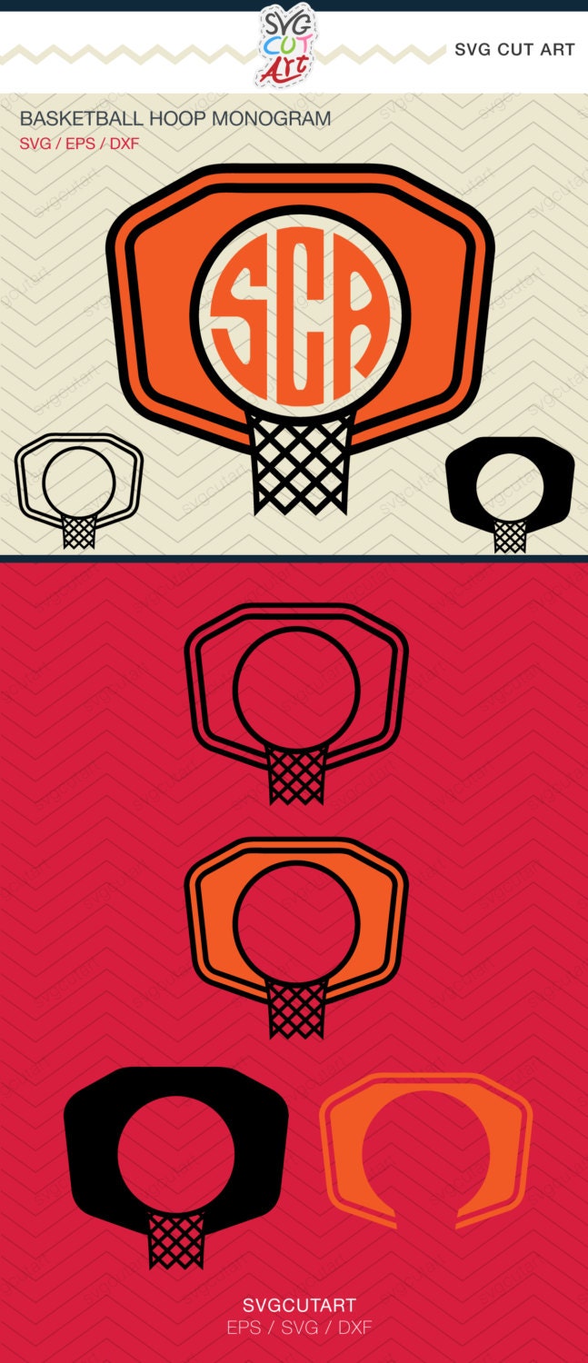 Download Basketball Hoop Monogram Cut File frame DXF SVG football for