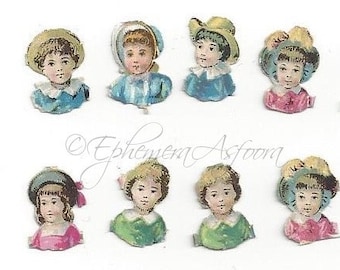 20 TIny Victorian Die cut Scraps: Children