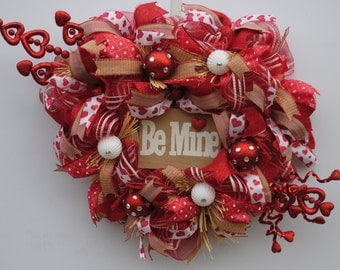 Country Valentines Day Wreath, Valentines Day Deco Mesh Wreath, Rustic Valentines Wreath, Heart Valentines Day Wreath, Valentines Wreath