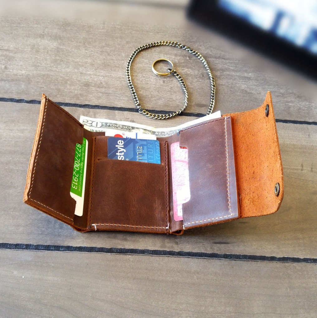 Mens Leather Trifold Wallet With Chain Literacy Basics