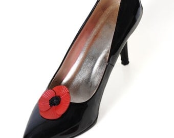 leather poppy flower shoe clips full grain cowhide