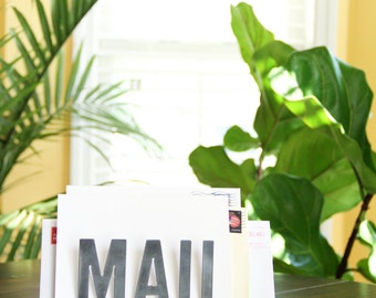 Mail Holder | rustic metal mail organizer for kitchen, entryway, desk office decor