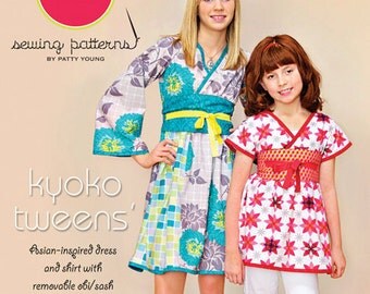ModKid - Kyoko Tweens - Paper Sewing Pattern for Kimono style dress & top
